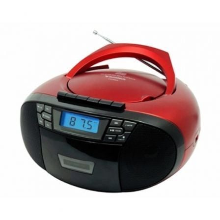 --Radio CD Cassette Sunstech CXUM53RD/ a Pilas/ Roja-