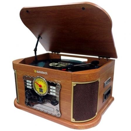 --Tocadiscos Sunstech PXRC52CD/ Bluetooth/ Radio FM/ Cassette/ Conversor a MP3-