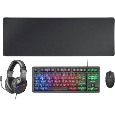 --Pack Gaming Mars Gaming MCP-RGB3/ Teclado RGB + Ratón Óptico + Alfombrilla XXL + Auriculares-