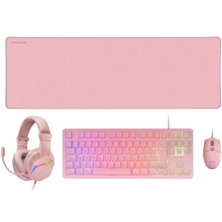 --Pack Gaming Mars Gaming MCP-RGB3P/ Teclado RGB + Ratón Óptico + Alfombrilla XXL + Auriculares-