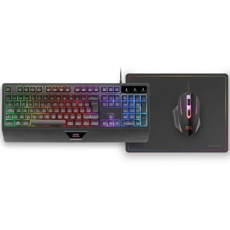 --Pack Gaming Mars Gaming MCP124/ Teclado H-MECH  + Ratón Óptico + Alfombrilla/ Negro-