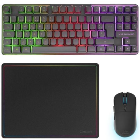 --Pack Gaming Mars Gaming MCPWTKL/ Teclado Inalámbrico + Ratón Inalámbrico + Alfombrilla-