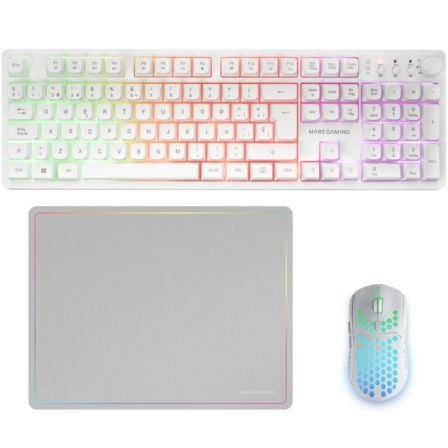 --Pack Gaming Mars Gaming MCPWX/ Teclado Inalámbrico + Ratón Inalámbrico + Alfombrilla-