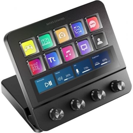 --Stream Deck Mars Gaming MSD-PRO/ 10 Teclas LCD + 4 Diales Personalizables/ Negro-
