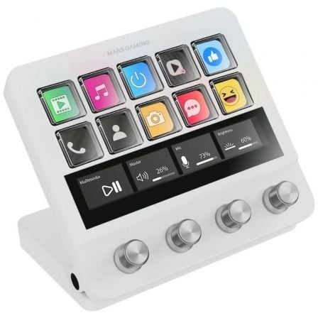 --Stream Deck Mars Gaming MSD-PRO/ 10 Teclas LCD + 4 Diales Personalizables/ Blanco-
