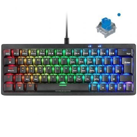 --Teclado Gaming Mecánico Mars Gaming MKMINIPRO/ Switch Azul/ Negro-