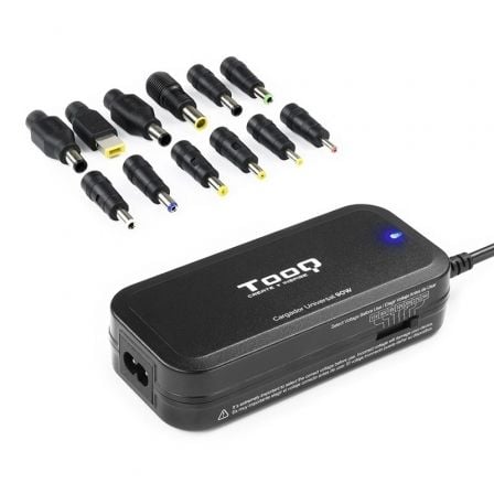--Cargador de Portátil TooQ TQLC-90BS02M/ 90W/ Manual/ 12 Conectores/ Voltaje 15-24V/ 1 USB-