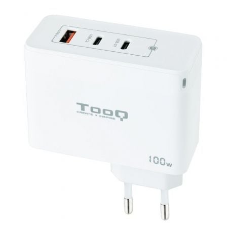 --Cargador de Pared GaN TooQ TQWC-GANQC2PD100W/ 2xUSB Tipo-C/ 1xUSB/ 100W-