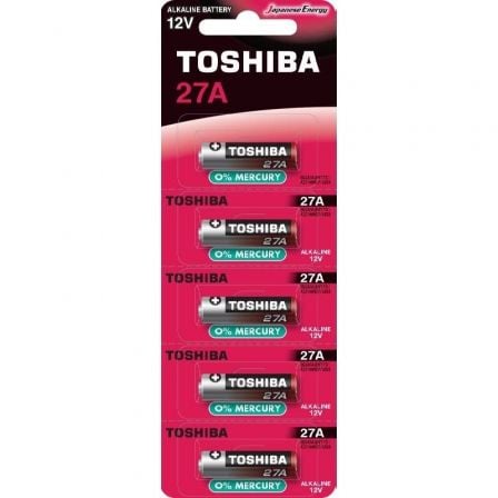 --Pack de 5 Pilas 12V Toshiba 27A/ 12V/ Alcalinas-