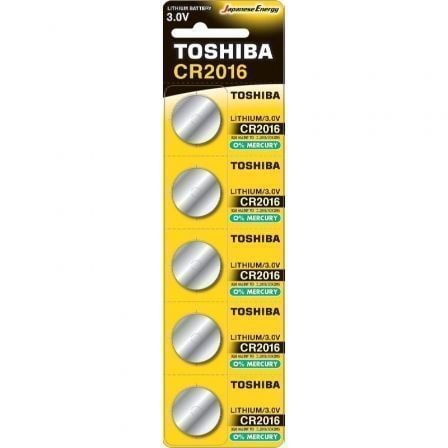 --Pack de 5 Pilas de Botón Toshiba CR2016/ 3V-