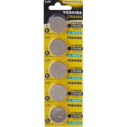 --Pack de 5 Pilas de Botón Toshiba CR2450/ 3V/ Alcalinas-