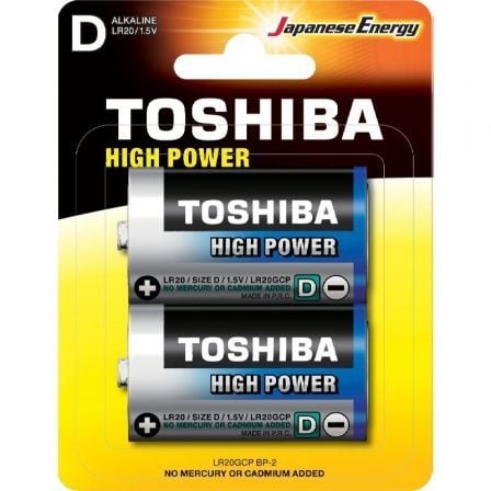 --Pack de 2 Pilas D 2 Toshiba LR20/ 1.5V/ Alcalinas-