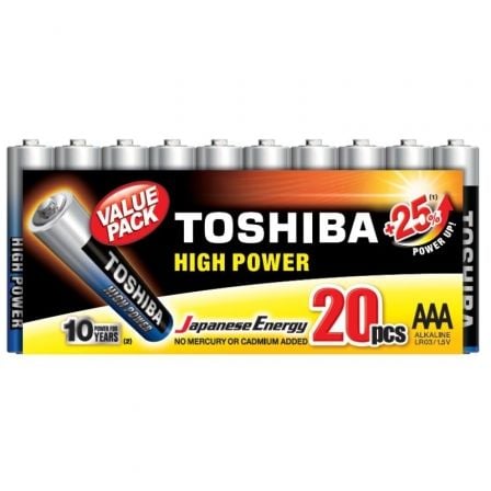 --Pack de 20 Pilas AAA Toshiba High Power LR03/ 1.5V/ Alcalinas-