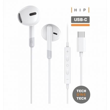 --Auriculares Intrauditivos Tech One Tech earTECH TEC1301/ con Micrófono/ USB Tipo-C/ Blancos-