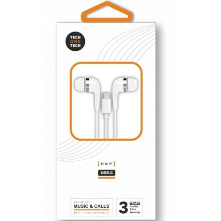 --Auriculares Intrauditivos Tech One Tech earTECH TEC1304/ con Micrófono/ USB Tipo-C/ Blancos-