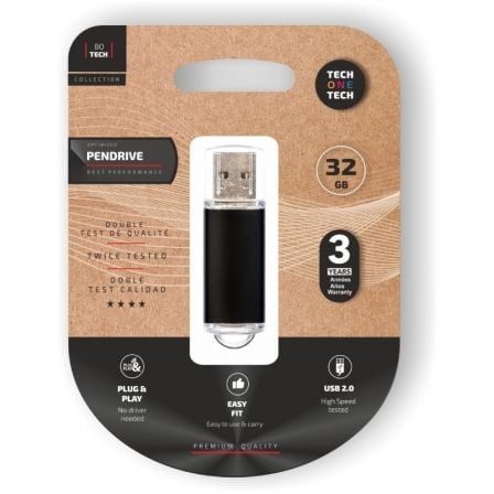 --Pendrive 32GB Tech One Tech Basic USB 2.0/ Negro-