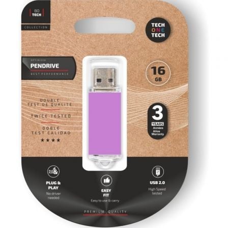 --Pendrive 16GB Tech One Tech Basic USB 2.0/ Purpura Claro-