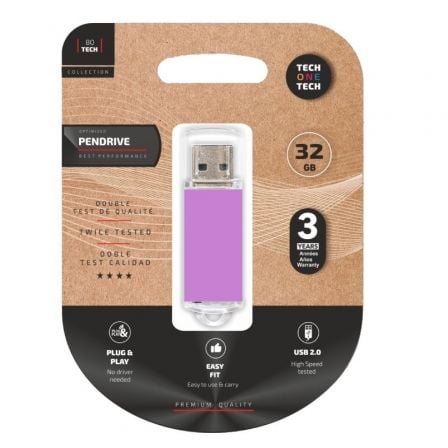 --Pendrive 32GB Tech One Tech Basic USB 2.0/ Purpura Claro-