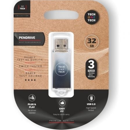 --Pendrive 32GB Tech One Tech Be B&W USB 2.0/ Blanco y Negro Degradado-