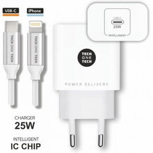 -1-Cargador de Pared Tech One Tech TEC2265/ 1xUSB Tipo-C + Cable Lightning/ 3A/ Blanco-1