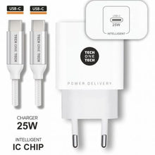 -1-Cargador de Pared Tech One Tech TEC2266/ 1xUSB Tipo-C + Cable USB Tipo-C/ 3A/ Blanco-1