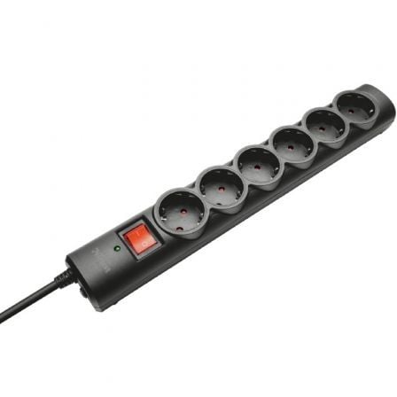 --Regleta con interruptor Trust 21059/ 6 Tomas de corriente/ Cable 1.8m/ Negra-