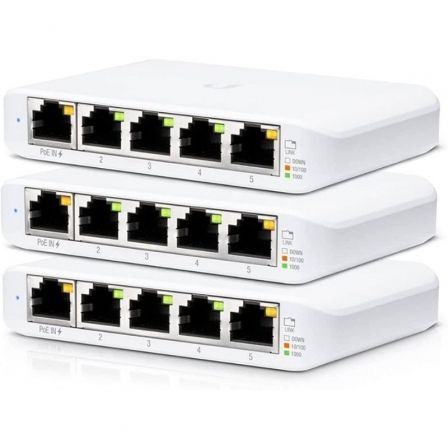 --Switch Gestionado Ubiquiti USW-Flex Mini 5 Puertos/ RJ45 10/100/1000 PoE/ Pack 3 uds-