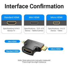 -1-Adaptador HDMI 2 en 1 Vention AGFB0/ HDMI Hembra - Micro HDMI Macho - Mini HDMI Macho-1