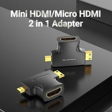 -2-Adaptador HDMI 2 en 1 Vention AGFB0/ HDMI Hembra - Micro HDMI Macho - Mini HDMI Macho-2