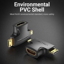 -4-Adaptador HDMI 2 en 1 Vention AGFB0/ HDMI Hembra - Micro HDMI Macho - Mini HDMI Macho-4