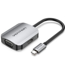 --Conversor Vention TDIHB/ USB Tipo-C Macho/ VGA Hembra - HDMI Hembra/ 15cm/ Plata-