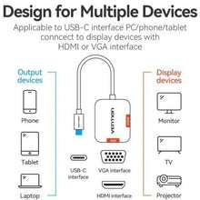 -3-Conversor Vention TDIHB/ USB Tipo-C Macho/ VGA Hembra - HDMI Hembra/ 15cm/ Plata-3