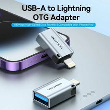 -1-Adaptador OTG USB Vention CUCH0/ USB Hembra - Lightning Macho/ Azul-1