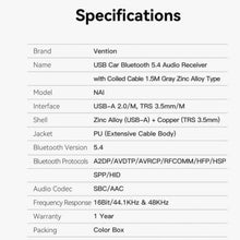 -2-Receptor FM/ MP3/ Bluetooth Vention NAIHG-2