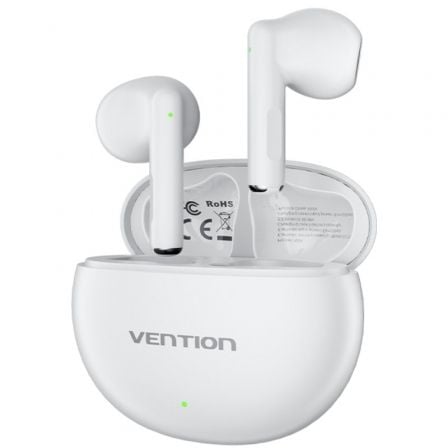 --Auriculares Bluetooth Vention ELF 06 NBKW0 con estuche de carga/ Autonomía 6h/ Blancos-