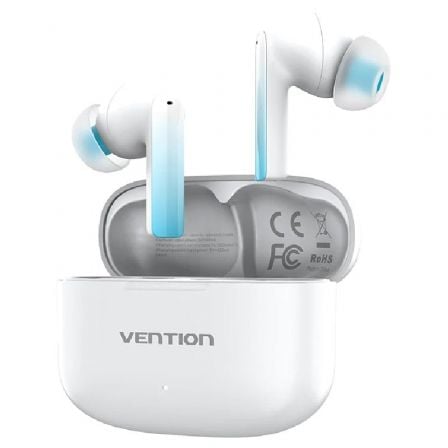 --Auriculares Bluetooth Vention ELF E04 NBIW0 con estuche de carga/ Autonomía 6h/ Blancos-