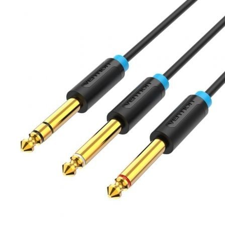 --Cable Estéreo Vention BATBH/ Jack 6.35 Macho - 2x Jack 6.35 Macho/ 2m/ Negro-