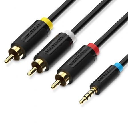 --Cable Estéreo Vention BCCBG/ Jack 2.5 Macho - 3x RCA Macho/ 1.5m/ Negro-
