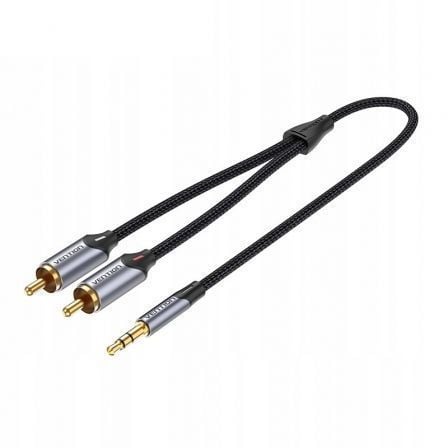 --Cable Estéreo Vention BCNBH/ Jack 3.5 Macho - 2x RCA Macho/ 2m/ Gris-