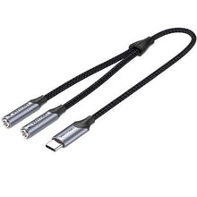 --Cable Conversor USB Tipo-C Vention BGNHY/ USB Tipo-C Macho - 2x Jack 3.5 Hembra/ 30cm/ Gris-