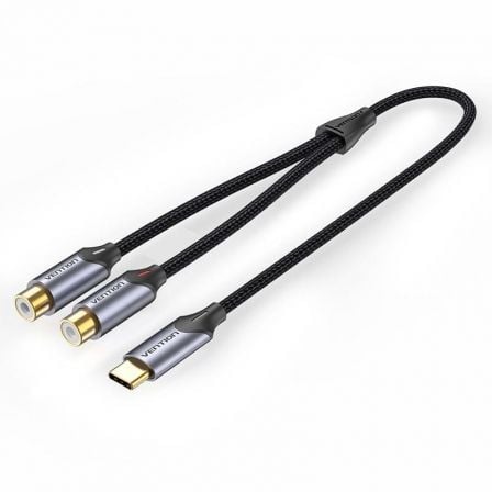 --Cable Conversor Vention BGVHG/ 2x RCA Hembra - USB Tipo-C Macho/ 1.5m/ Gris-
