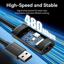 -1-Cable Alargador USB 2.0 Vention CBKBL/ USB Macho - USB Hembra/ 480Mbps/ 10m/ Negro-1