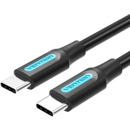 --Cable USB 2.0 Tipo-C Vention COSBD/ USB Tipo-C Macho - USB Tipo-C Macho/ Hasta 60W/ 480Mbps/ 50cm/ Negro-