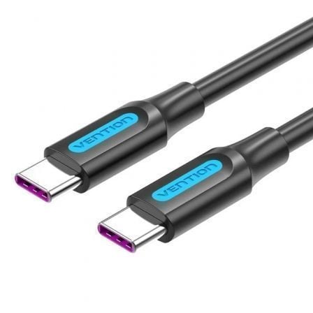 --Cable USB 2.0 Tipo-C Vention COTBD/ USB Tipo-C Macho - USB Tipo-C Macho/ Hasta 100W/ 480Mbps/ 50cm/ Negro-