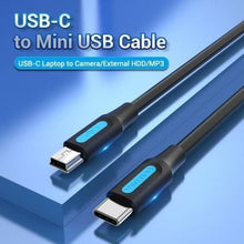 -1-Cable USB 2.0 Tipo-C Vention COWBD/ USB Tipo-C Macho - MiniUSB Macho/ Hasta 10W/ 480Mbps/ 50cm/ Negro-1