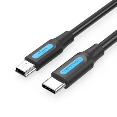 --Cable USB 2.0 Tipo-C Vention COWBF/ USB Tipo-C Macho - MiniUSB Macho/ Hasta 10W/ 480Mbps/ 1m/ Negro-