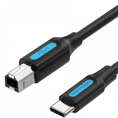 --Cable USB 2.0 Impresora Vention CQUBF/ USB Tipo-B Macho - USB Tipo-C Macho/ 480Mbps/ 1m/ Negro-