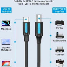 -1-Cable USB 2.0 Impresora Vention CQUBF/ USB Tipo-B Macho - USB Tipo-C Macho/ 480Mbps/ 1m/ Negro-1