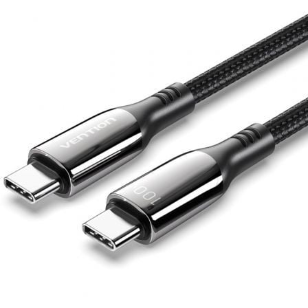 --Cable USB 2.0 Tipo-C 5A 100W Vention CTKBH/ USB Tipo-C Macho - USB Tipo-C Macho/ Hasta 100W/ 480Mbps/ 2m/ Negro-