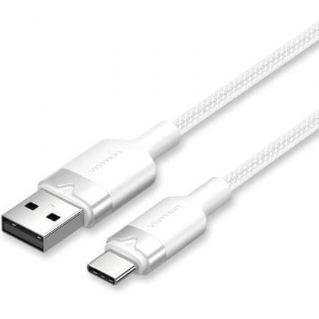 --Cable USB 2.0 Tipo-C Vention CTNWH/ USB Tipo-C Macho - USB Macho/ Hasta 60W/ 480Mbps/ 2m/ Blanco-